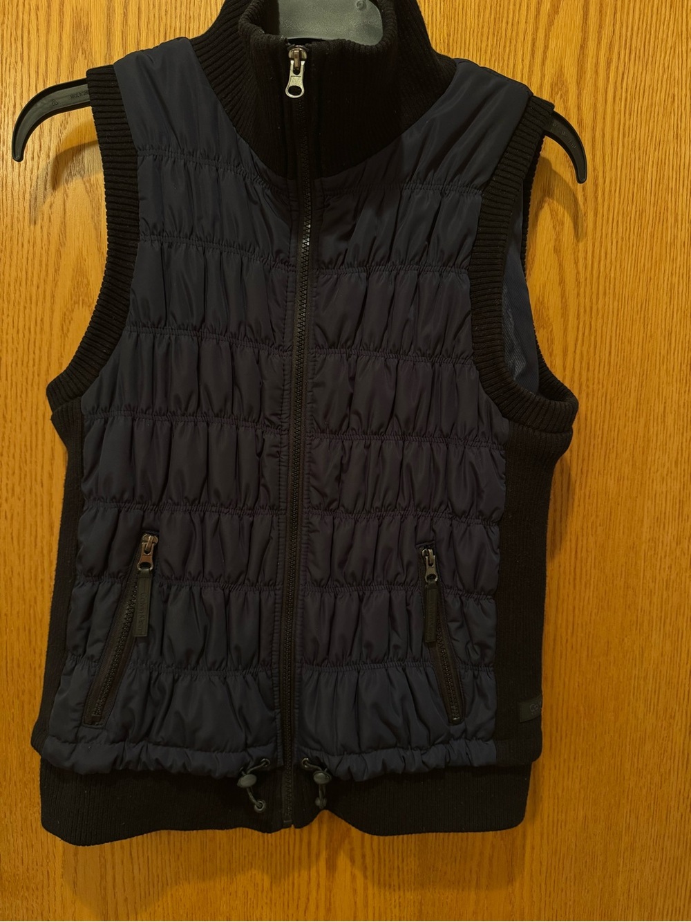 Calvin Klein Navy Quilted Sleeveless Vest with Black Trim- Size Medium
